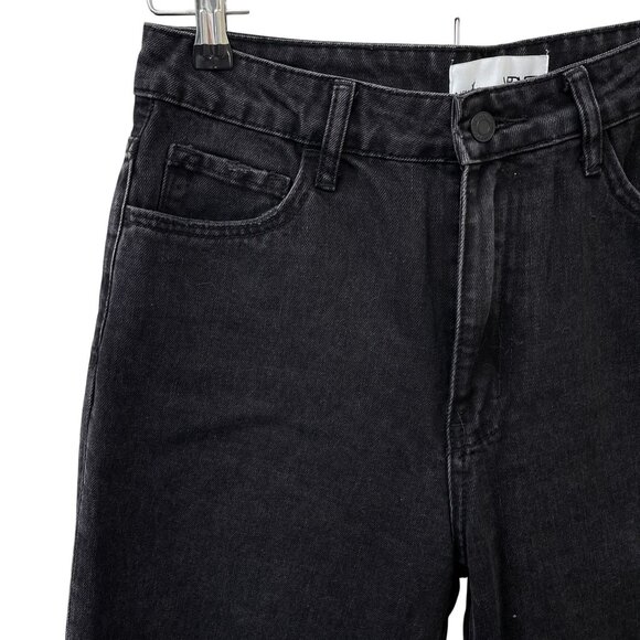 Vervet Wide-Leg Frayed Hem Jeans Black 100% Cotton Denim Women's 28 - Picture 12 of 12